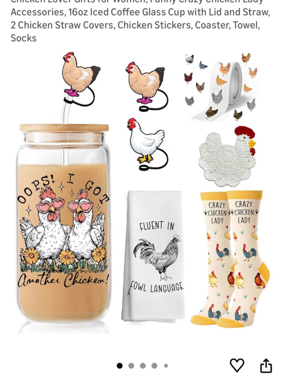 Chicken Lover Gift Set - Cream & Yellow Chicken Print Tumbler + Socks & Towel